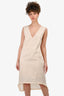 Marni Cream Cotton Sheer Sleeveless V-Neck Midi Dress Size 44