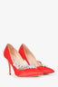 Manolo Blahnik Red Satin 'Nadira' Heels Size 34.5