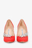 Manolo Blahnik Red Satin 'Nadira' Heels Size 34.5