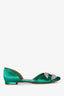 Manolo Blahnik Green Crystal Embellished Flats Size 34.5