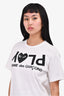 Play Comme de Garcons White Cotton Graphic T-Shirt Size M