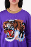 Gucci Purple/Gold Tiger Printed Knit Size S