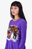 Gucci Purple/Gold Tiger Printed Knit Size S