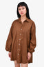Faithfull The Brand Brown Oversized Button-Up Shirt Size 2