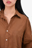 Faithfull The Brand Brown Oversized Button-Up Shirt Size 2