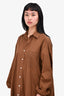 Faithfull The Brand Brown Oversized Button-Up Shirt Size 2