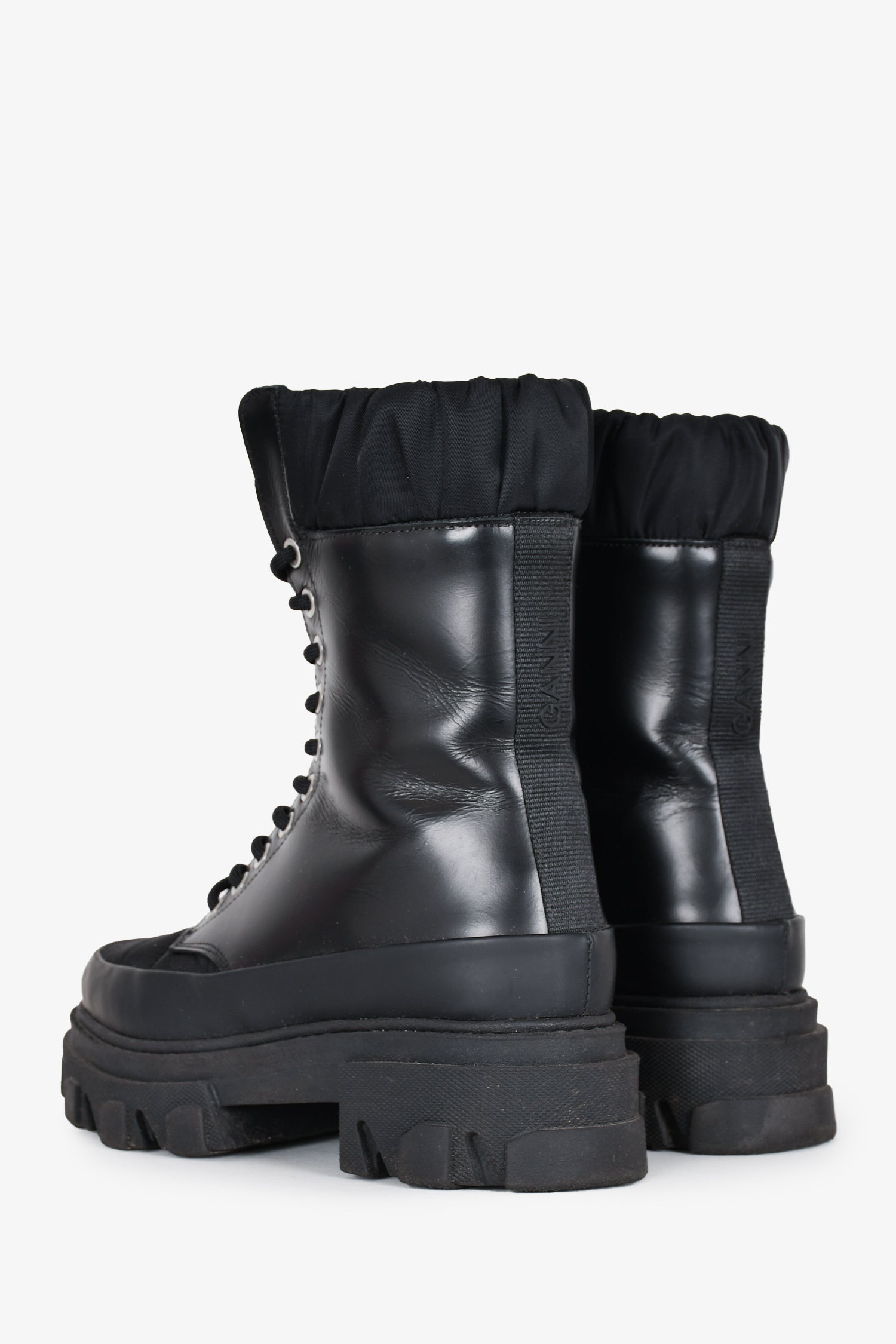 Ganni Black Leather Combat Boots Size 37 – Mine & Yours