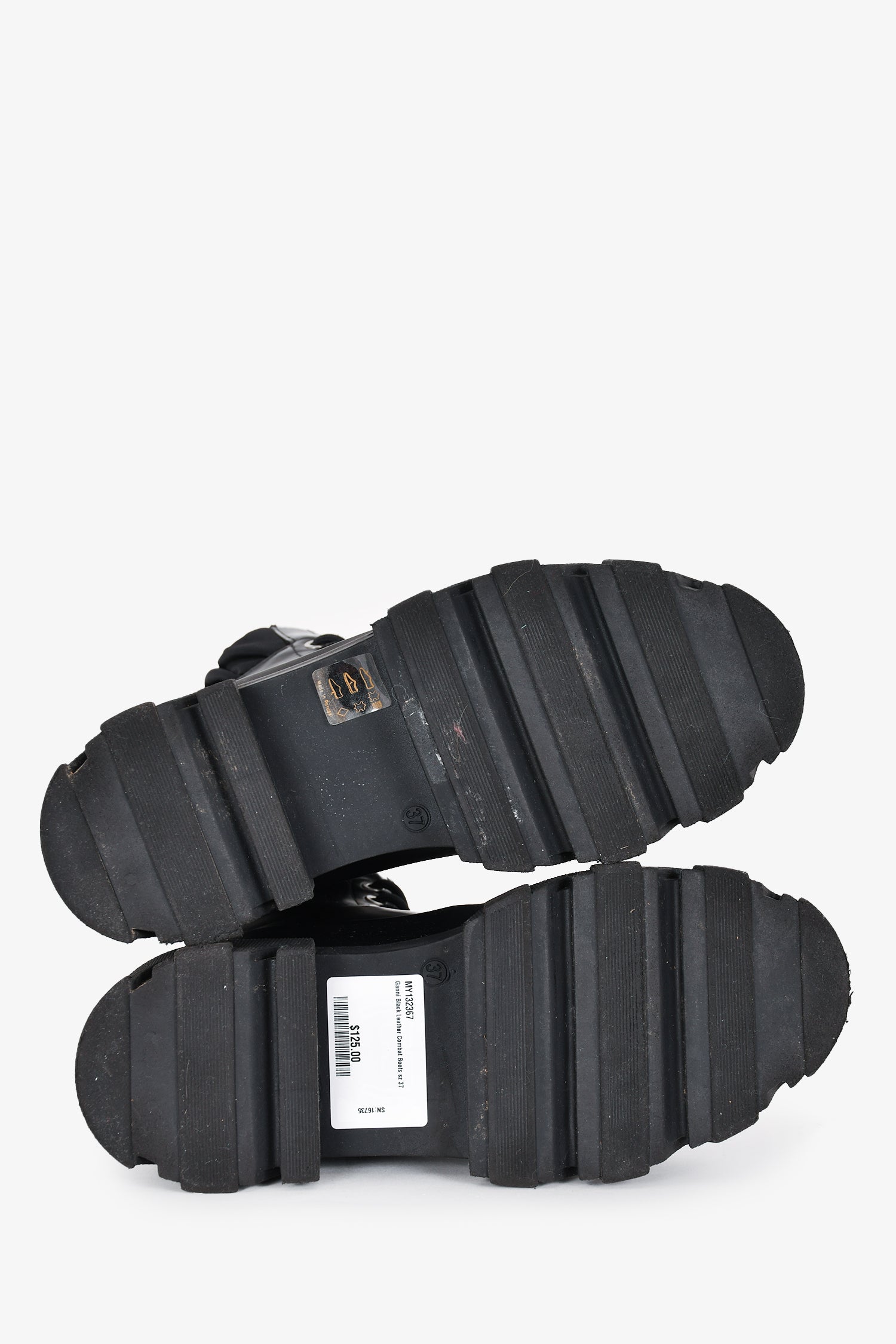 Ganni Black Leather Combat Boots Size 37 – Mine & Yours
