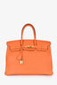 Hermes Orange Clemence Leather Birkin 35