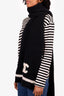 Chanel 2023-24FW Black/White Cashmere/Silk Plain Logo Knit Scarf