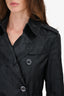 Burberry Brit Black Check Nylon Short Trench Coat Size 4