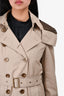 Burberry Brit Beige with Green Insert Short Trench Size 6