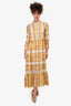 Sandro Yellow Floral Linen Blend Maxi Dress Size 38
