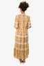 Sandro Yellow Floral Linen Blend Maxi Dress Size 38