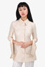 Alexander Wang Champagne Satin Collared Button Down with Crystal Cuffs Size 4