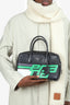 Prada Black/Green Leather Medium Mirage Top Handle Bag with Strap
