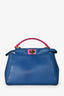 Fendi Blue/Pink Leather Mini Peekaboo 'Iconic' Top Handle With Strap