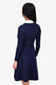Sandro Navy Knit Collared Pearl Button 'S' Logo Dress Size 34