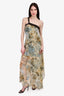 Jean Paul Gaultier Soleil Sheer Blue Patterned Draped Dress Size M