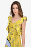Self-Portrait Yellow Floral Pleated Asymmetrical Dress Size 2