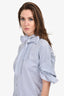J.W. Anderson White/Blue Striped Ruffle 3/4 Length Sleeve Top Size 4