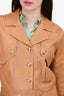 Gucci Tan Leather Gold Buttoned Jacket Size 40