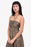 Zimmermann Brown Leopard Print Silk Halter Neck Dress Size 2