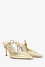 Jimmy Choo Gold Bow Detail 'Kilia Mule 85' Size 37.5
