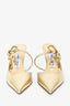 Jimmy Choo Gold Bow Detail 'Kilia Mule 85' Size 37.5