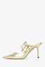 Jimmy Choo Gold Bow Detail 'Kilia Mule 85' Size 37.5