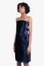 Acne Blue Velvet Strapless Midi Dress Size 38