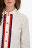 Gucci 2017 White Blue/Red Ruffle Detailed Button-Up Shirt Size 42