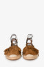 Aquazurra Taupe Suede Fringe Espadrille Sandals Size 37