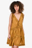 Zimmerman Gold Tiered Sleeveless Mini Dress Size 2