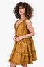 Zimmerman Gold Tiered Sleeveless Mini Dress Size 2
