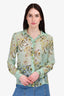 Emilio Pucci Green Patterned Sheer Button Down Top Size 40