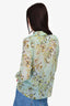 Emilio Pucci Green Patterned Sheer Button Down Top Size 40