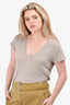 IRO Beige Linen V-Neck Top Size S