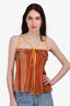 Etro Orange Patterned Silk Camisole Size 44
