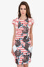 Peter Pilotto Red Patterned Tweed Cap Sleeve Dress Size 10