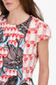 Peter Pilotto Red Patterned Tweed Cap Sleeve Dress Size 10