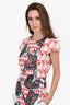 Peter Pilotto Red Patterned Tweed Cap Sleeve Dress Size 10