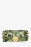 Prada Green Metallic Jeweled Python Chain Shoulder Bag