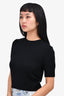 Jil Sander Black Wool Short Sleeve Cropped Sweater Size 36