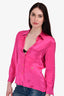 Roberto Cavalli Pink Silk Gold Button-Up Size 46