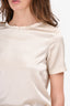 Fabiana Filippi Cream Silk Embellished Neck Top Size XXS