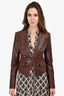 Veronica Beard Brown Faux Croc Embossed Leather Blazer Size 00