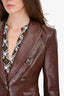 Veronica Beard Brown Faux Croc Embossed Leather Blazer Size 00