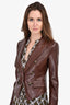 Veronica Beard Brown Faux Croc Embossed Leather Blazer Size 00