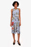 Gucci Blue Silk Flora Knight Light Matte Cady Dress Size 38